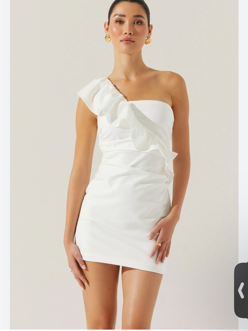 ASTR One-Shoulder Ruffle Mini Dress - White